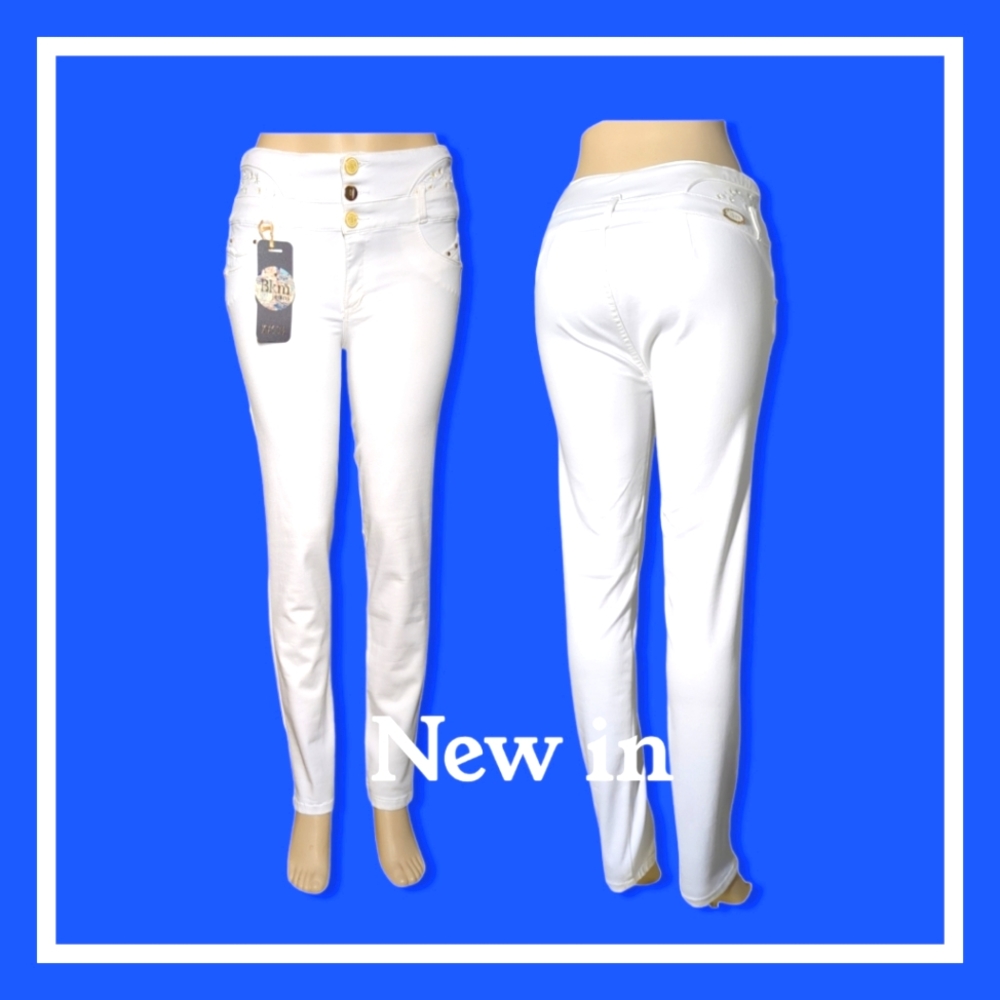 *NEW* Colombian Authentic High Rise Skinny Butt Lifter Embroidery White Size 14